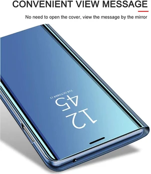 Akıllı Kılıf Samsung Galaxy S21 S20 Ultra S10 Not 10 S9 S8 Artı Temizle Görünüm Penceresi Elektrolizle Kaplama Standı Flip Folio Kapak 2