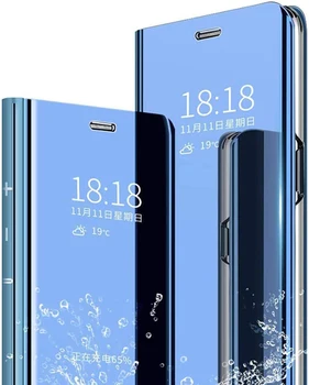 Akıllı Kılıf Samsung Galaxy S21 S20 Ultra S10 Not 10 S9 S8 Artı Temizle Görünüm Penceresi Elektrolizle Kaplama Standı Flip Folio Kapak 4