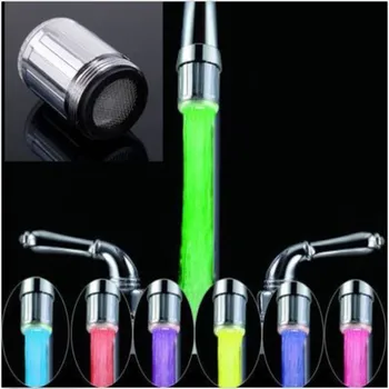 Yenilik Tasarım 7 Renk RGB Renkli led ışık Su Glow Musluk Dokunun Başkanı Ev Banyo Dekorasyon Paslanmaz Çelik Su dokunun