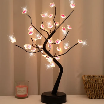 Kiraz bonzai ağacı Lamba Güzel Dekoratif Kiraz Çiçeği ağacı ışığı 36 LEDs IP66 su geçirmez LED noel ışıkları