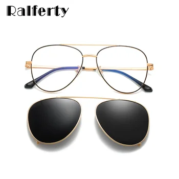 Ralferty Reçete Güneş Gözlüğü Kadın Erkek Polarize Klip Gözlük Pilot Miyopi Bayanlar Gözlük Çerçevesi 0 Derece Z17208