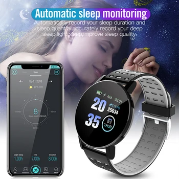 2021 Yeni 119S Tam dokunmatik akıllı saat Erkekler Kadınlar Spor Saati IP67 Su Geçirmez nabız monitörü ios için akıllı saat Android Telefon