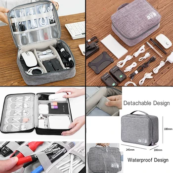 Kablo saklama çantası Ofis Aksesuarları Taşınabilir Seyahat Çantası USB şarj aleti dijital kamera Güç Organizatör Çanta Kozmetik Fermuarlı Kese