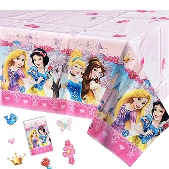 1 adet Prenses Masa Örtüsü Doğum Günü Partisi Süslemeleri Disney Pembe Prenses Tema Masa Örtüleri Kızlar için Bebek Duş Parti Malzemeleri 0