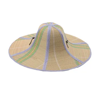 Yazlık hasır geniş şapka Balıkçı güneş şapkası Rattan Hasır Şapka Katlanır Anti-ultraviyole Bahçe Balıkçılık Güneşlik Şapka 1