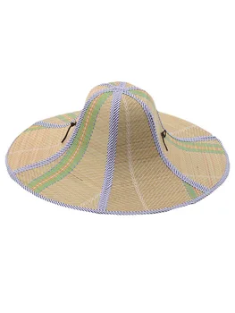 Yazlık hasır geniş şapka Balıkçı güneş şapkası Rattan Hasır Şapka Katlanır Anti-ultraviyole Bahçe Balıkçılık Güneşlik Şapka 2