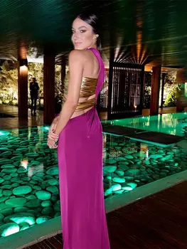 Bir Omuz Uzun Kollu uzun elbise Kadın Moda Yüksek Bel Backless Maxi Bodycon Elbiseler 2022 Kadın Akşam Parti Elbiseler