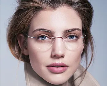 Ultra hafif çerçevesiz Optik çerçeve erkekler kadınlar Titanyum Çerçevesiz gözlük Çerçevesi yuvarlak gözlük reçete gözlük 0