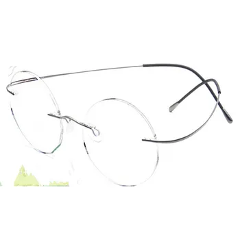 Ultra hafif çerçevesiz Optik çerçeve erkekler kadınlar Titanyum Çerçevesiz gözlük Çerçevesi yuvarlak gözlük reçete gözlük 4