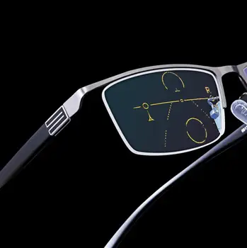 Multifokal okuma gözlüğü ilerici Bifokal erkekler mavi ışık engelleme gözlük Metal bellek Malzeme okuma gözlüğü 1.5 1.25 2