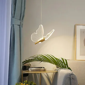 Modern LED Lamba Kişiselleştirilmiş Yaratıcı Lüks Kelebek Moda Moda Kolye Lamba Villa Oturma Odası yatak odası dekoru Lambası AC85-265V