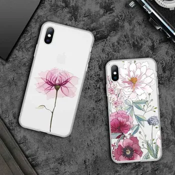 Lovebay Güzel Çiçek Kılıfı iPhone 13 12 11 14 Pro Max XS Max XR X 7 8 6 Artı 5 5S 2020 12 Mini Mat Yumuşak TPU Şeffaf Kapak
