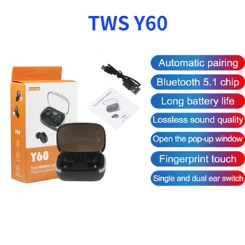 TWS Y60 Fone Bluetooth Kulaklık kablosuz kulaklıklar Gürültü İptal mikrofonlu kulaklık Spor Kulaklık Xiaomi Huawei Telefonları için