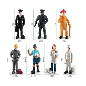 7 Günlük kahramanlar heykelcik oyuncaklar,işçi,polis, postacı,pilot,şef,itfaiyeci,veteriner model oyuncaklar ile gerçekçi insanlar 0