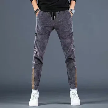 Erkek Taklit Kot 2022 Jogger harem pantolon Ayak Bileği Bantlı Pantolon Gevşek Harajuku Tarzı ışın Ayak rahat pantolon Elastik Bel Hip Hop