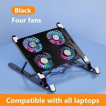 Katlanabilir PC dizüstü bilgisayar tutucu Dizüstü Soğutma Pedi PC Macbook Pro Tablet Dizüstü Standı Masa Braketi Radyatör İle 2/4 Sessiz Fan