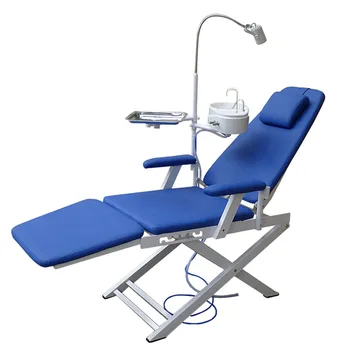 Diş Katlanır Sandalye Taşınabilir Ünite Hava Türbini Ünitesi ile LED Oral İşık Lambası Su Yıkama ile Hareketli ışık sandalye