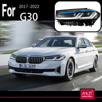 AKD Araba Modeli BMW G30 LED Far Projektör Lens 2017-2022 5 Serisi 530i 525i Kafa Lambası Ön DRL Sinyal Oto Aksesuarları