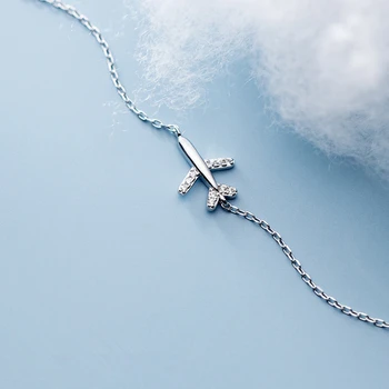 1 Adet 925 Ayar Gümüş Takı Bilezik Kadın Kristal Uçak uçak Bilezik Mizaç Kişilik El Takı Hediye