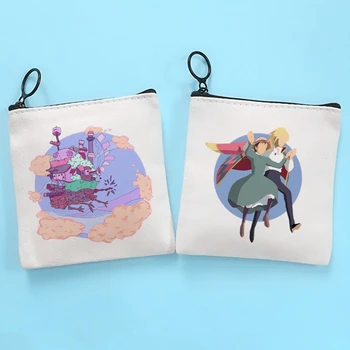 Howl Hareketli Kale Miyazaki Hayao Stüdyo Ghibli Sevimli Düz Renk Tuval bozuk para cüzdanı Küçük Taze Yeni Fermuar anahtar çantası El Hediye
