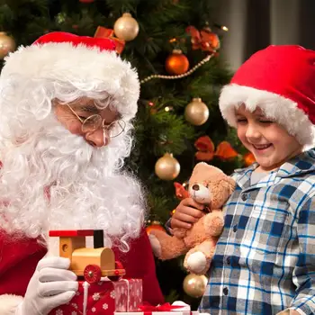 Noel Baba Kostüm Erkekler İçin Noel Şapka Bıyık Santa Takım Elbise 5 Adet Kadife Noel Baba Kıyafet Tatil Cosplay
