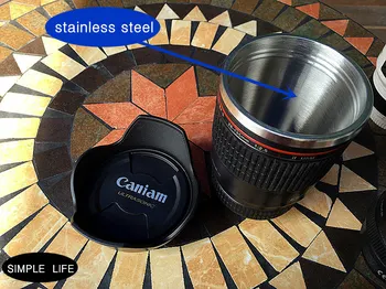Basit yaşam yaratıcı kişilik SLR kamera lens termos bardak tutan paslanmaz çelik vakum kahve fincanı masaüstü ofis kupa