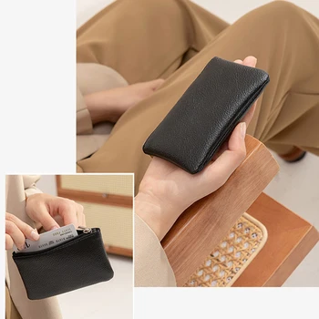 Litchi Desen Mini Cüzdan Yumuşak Deri Kadın Çanta kart tutucu bozuk para cüzdanı Kısa Cüzdan Küçük Fermuar Anahtarlık el çantası Bayan