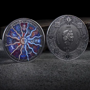 Hayat ağacı Dizi Mücadelesi Coin Diyagramı Yin Yang Güneş Tanrısı Nikel Antik Gümüş İngiliz Kraliçe Elizabeth hatıra parası Hediye