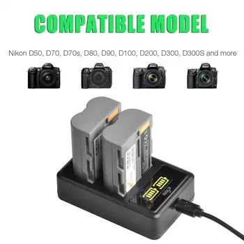 Turşu Güç 1900 mAh EN-EL3E EN EL3 Pil+LED USB çifte şarj makinesi Nikon D50,D70,D70s,D80,D90,D100,D200, D300, D300S, D700