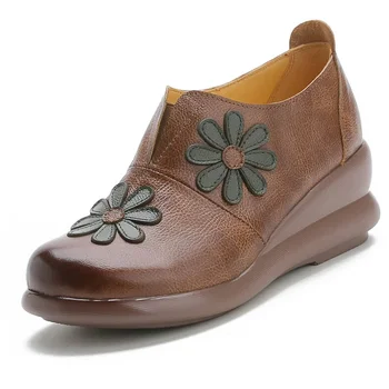 2023 Kadın İşlemeli Çiçek Düz Ayakkabı, Hakiki Deri Kadın Espadrilles Etnik Tasarım, Moda 1