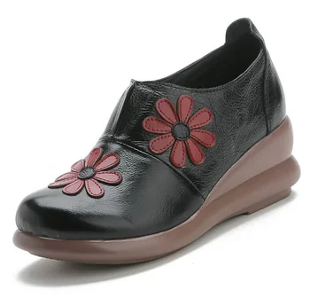 2023 Kadın İşlemeli Çiçek Düz Ayakkabı, Hakiki Deri Kadın Espadrilles Etnik Tasarım, Moda 2