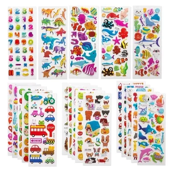 10 adet kabarık çıkartmalar kawaii Hayvanlar Karikatür PVC 3D Çocuklar Çıkartmalar DIY Ödül Hediye Sticker Eğitim Klasik Oyuncak Çocuk Erkek