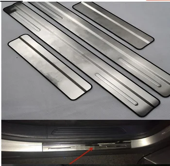 Volkswagen Touareg için Paslanmaz Çelik Kapı Eşiği Sticker 2010-2016 Koruyucu Dekoratif Otomobil Parçaları Koruma Araba Styling