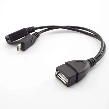 2 in 1 mikro USB OTG Kablo Ana Güç Y Splitter USB Erkek dişi adaptör konnektör kablosu Mikro 5 Pin USB Bağlantı Noktası OTG Şarj