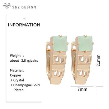 S & Z tasarım Yeni Moda Zarif Şampanya Altın Kare Kristal Damla Küpe Kadınlar İçin Düğün Parti Takı Mizaç Eardrop