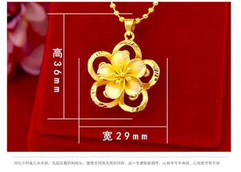 999 Saf Altın Ayçiçeği Kolye Güneş Çiçek 3D Sert Altın 18K Altın AU750 Kolye Kadın Güzel noel hediyesi Gerçek Altın Takı