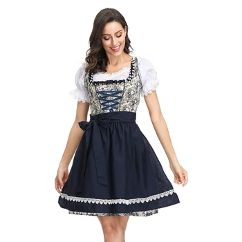 Kadın Alman Oktoberfest Bira kadın kostümü Bavyera Dirndl Elbise Bluz Önlük