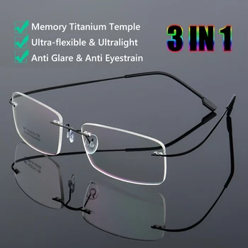 2021 YENİ Ultralight Çerçevesiz Gözlük Şeffaf Bellek Titanyum okuma gözlüğü Unisex Manyetik Presbiyopik Gözlük Gücü 1.0-4.0