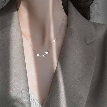CİAXY Gümüş Renk Küçük Yıldız Çapraz Kolye Kadınlar için Kişilik Klavikula Zincirleri Gerdanlık moda takı 0