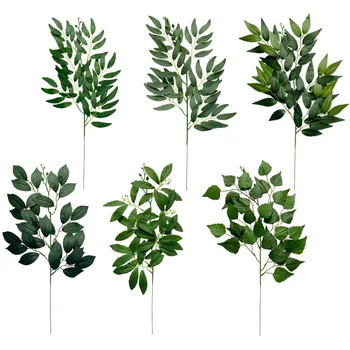 LuanQI 50 cm Ipek Yapay Söğüt Buket Sahte Yeşil Yapraklar Düğün Ev Bahçe Vazo Dekor Orman Parti DIY Bitkiler Çelenk
