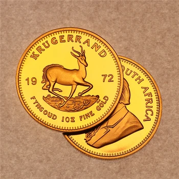 1972 Krugerrand Fyngoud 1 OZ Ince Altın Çoğaltma Güney Afrika Çoğaltma Sikke Paul Kruger Hatıra Metal Sikke