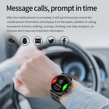 Lıge IOS Android İçin İş çelik bant İzle Erkekler İçin akıllı saat AMOLED Smartwatch HD Ekran Spor Bilezik Saat Su Geçirmez