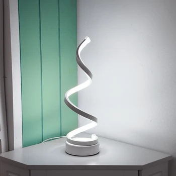 Modern LED Spiral Masa Lambası Başucu masa dekorasyon kavisli ışık AB Tak akrilik Metal Duvar Lambası Dekor Başucu ışıkları kapalı 0