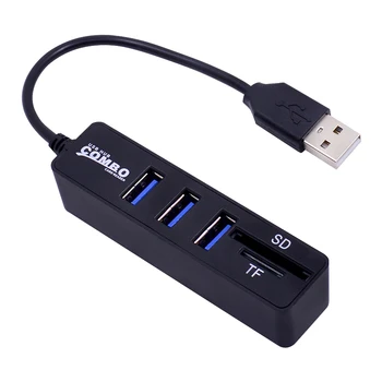 Mini USB Hub 3.0 Çoklu USB Splitter 3 Port + 2 kart okuyucu Taşınabilir Hub Combo Hepsi Bir Arada SD/TF Bilgisayar laptop aksesuarları