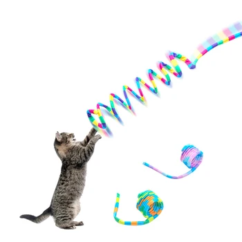 5 ADET Kedi Bahar Oyuncak Gerilebilir Spiral Peluş Kedi Oyun Oyuncak Pet İnteraktif Oyuncak Kedi Bahar Oyuncak Renkli Yaylar Kedi Yavru Pet Oyuncak
