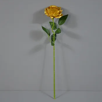 50 ADET 8CM Altın Yapay İpek Gül çiçek başları Kök Yaprak DIY Aksesuar İçin Düğün Duvar Ev Bahçe Buket Dekoratif
