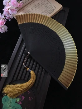Ipek Kadın Fan Küçük Çiçek Oyma Japon Hefeng yelpaze Edo Japon Tarzı Altın ve Yeşil Dekorasyon El Sanatları Ev Dekorasyonu