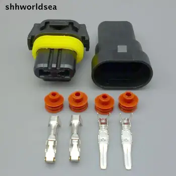 Shhworldsea 5/30/100 takım 2PİN HID HB3 9005 araba konektörü, otomatik kafa lambası fişi, Araba Su Geçirmez Elektrik konektör kiti