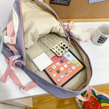 Moda Kız Kadın Su Geçirmez Sırt Çantası Sırt Çantası Kawaii Kadın Genç Laptop Sırt Çantası Sevimli Şeker Renk okul çantası Mochila