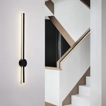 Minimalist uzun duvar lambası yatak odası başucu lambası modern minimalist oturma odası kanepe ızgara arka plan duvar akıllı duvar lambası